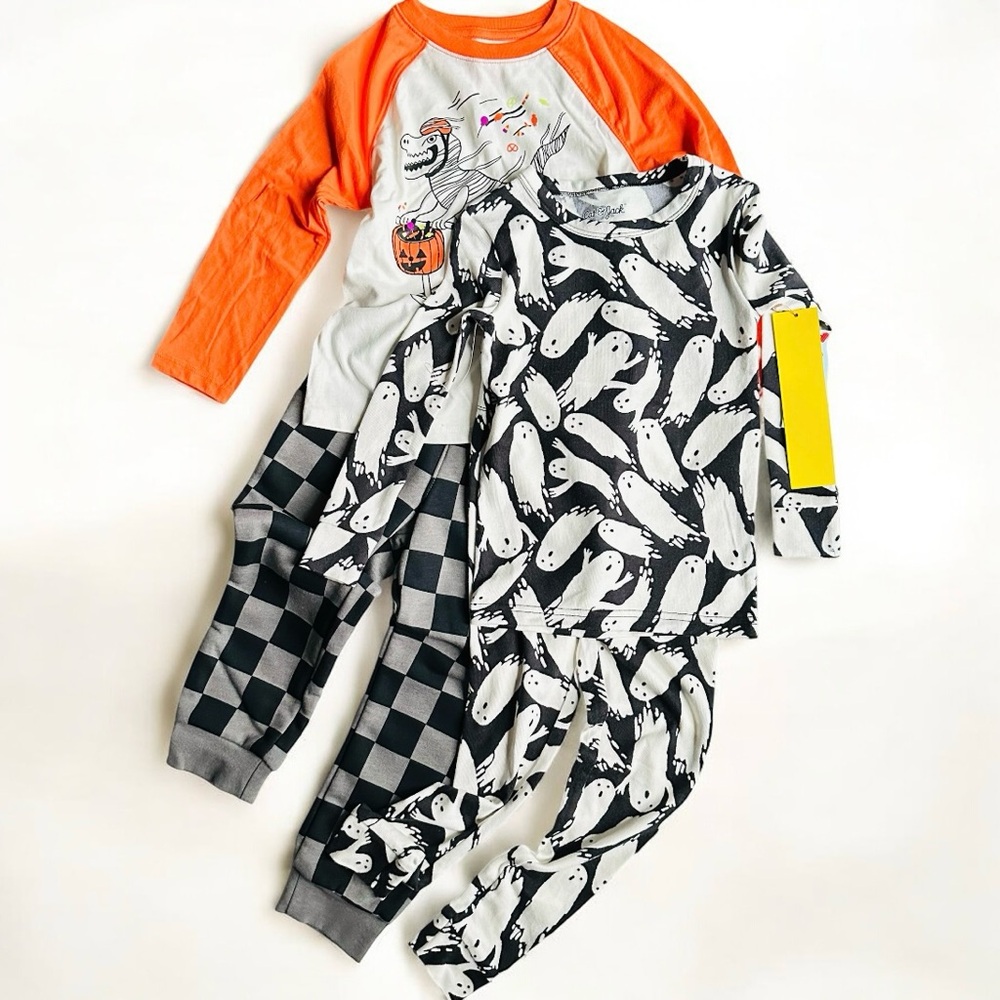 Cat & Jack Halloween Dinosaur Outfit & Ghostly Fit Pajamas NEW Size 4